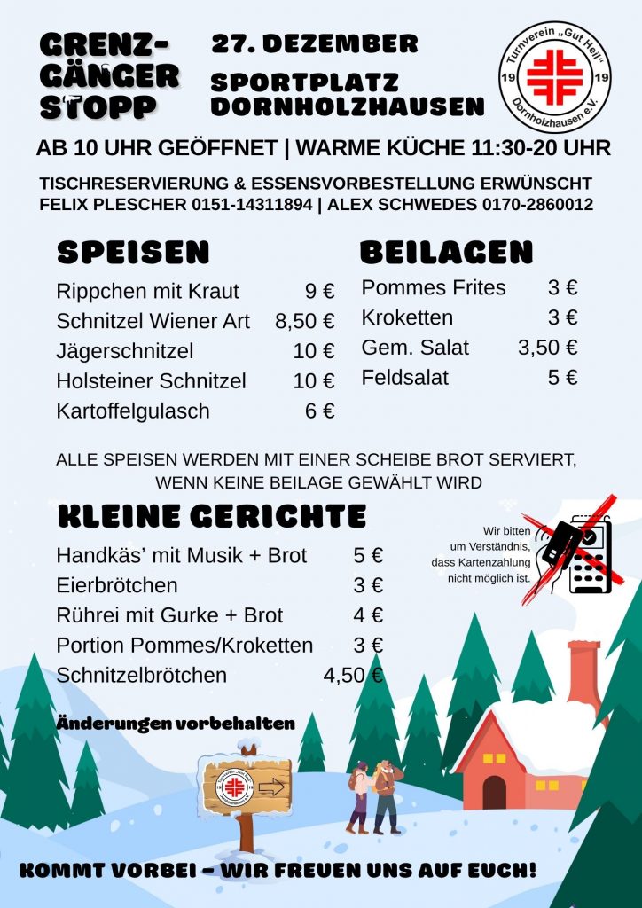 Speisekarte des Events